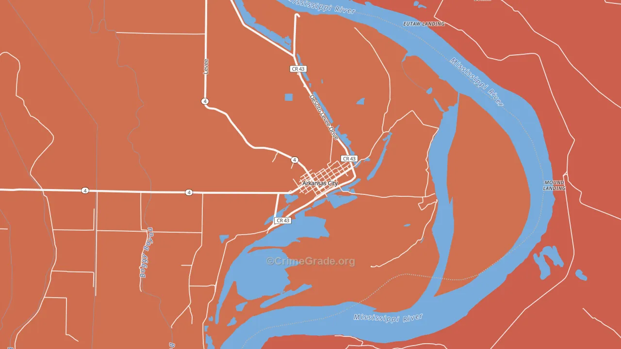 Arkansas City, AR Map of Murder Rates