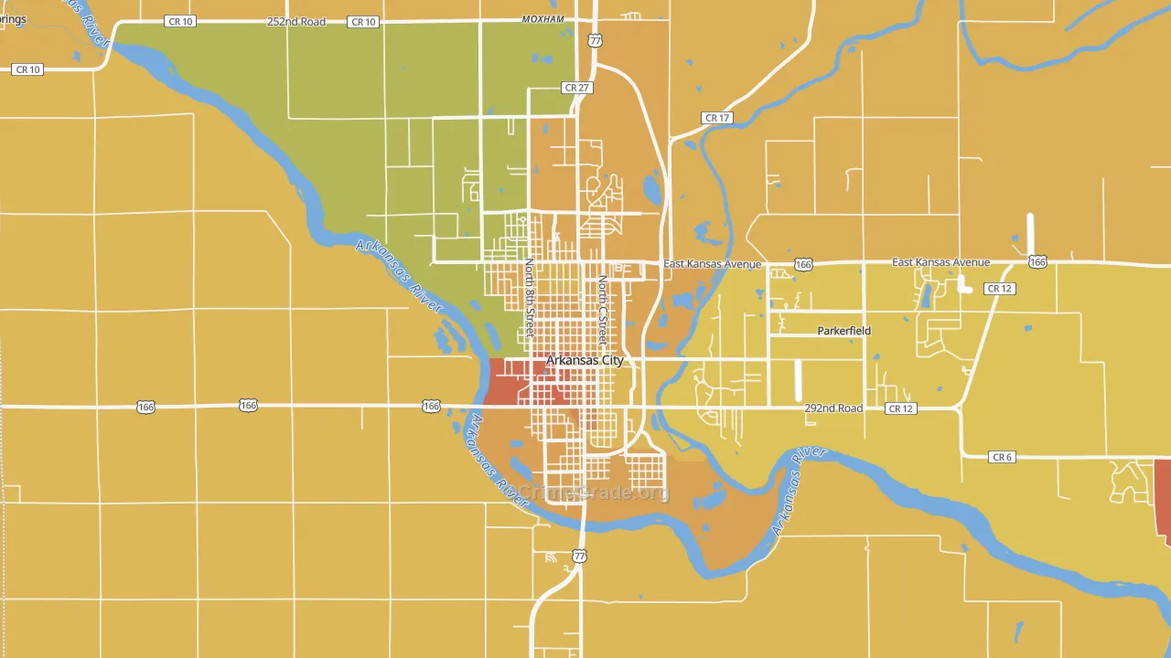 Arkansas City, KS Map of Murder Rates