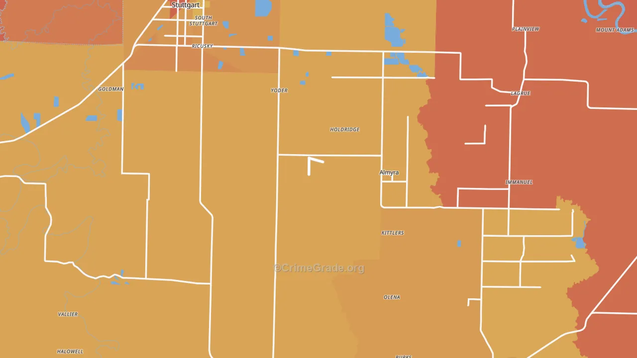 Arkansas County, AR Map of Murder Rates