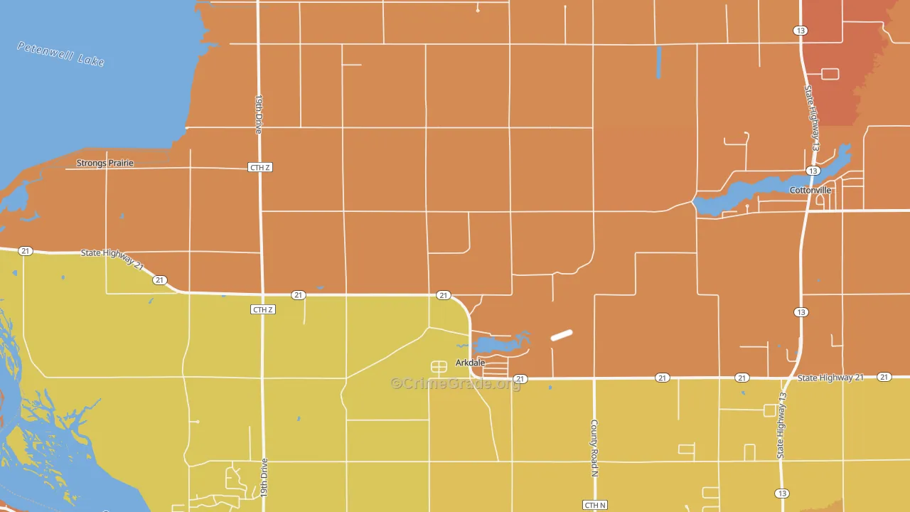 Arkdale, WI Map of Murder Rates