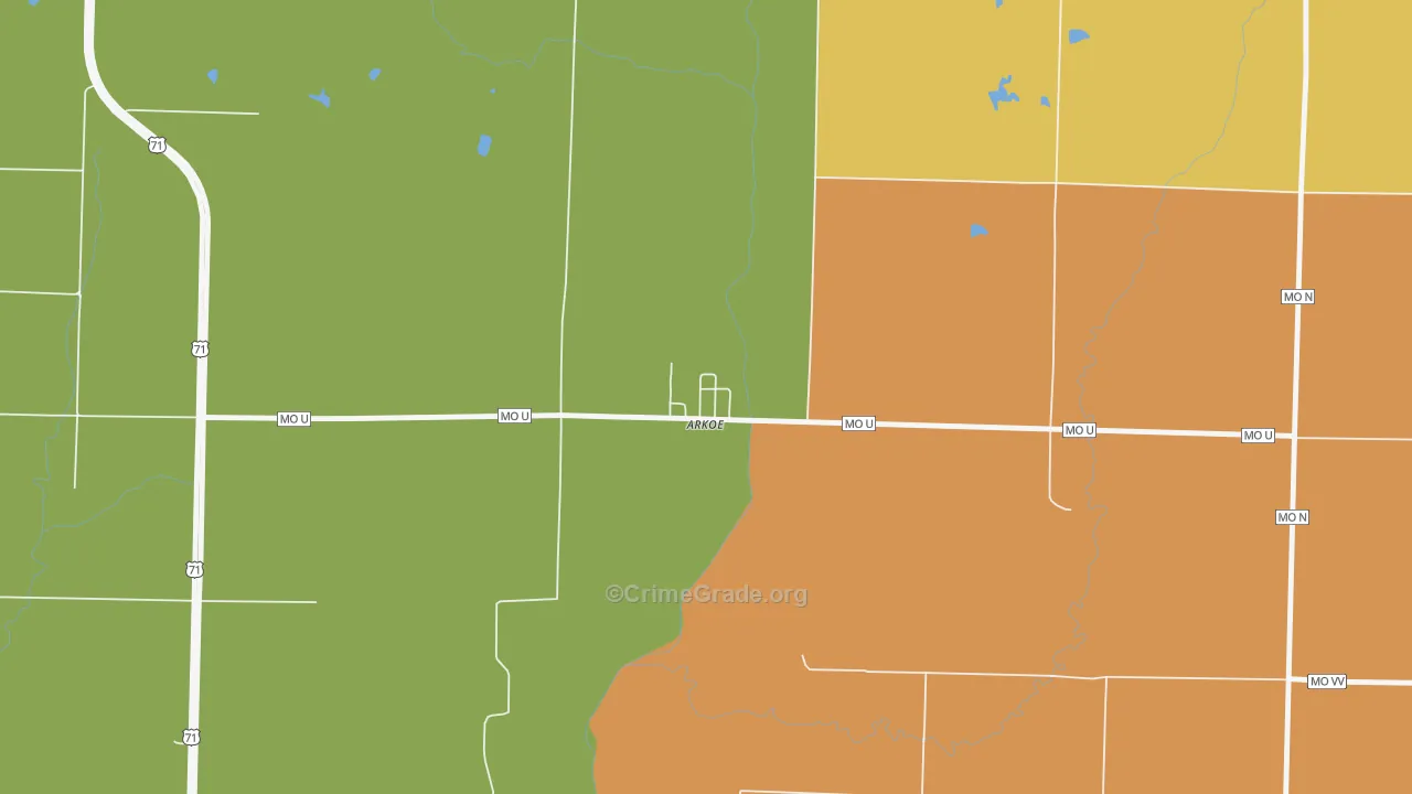 Arkoe, MO Map of Murder Rates
