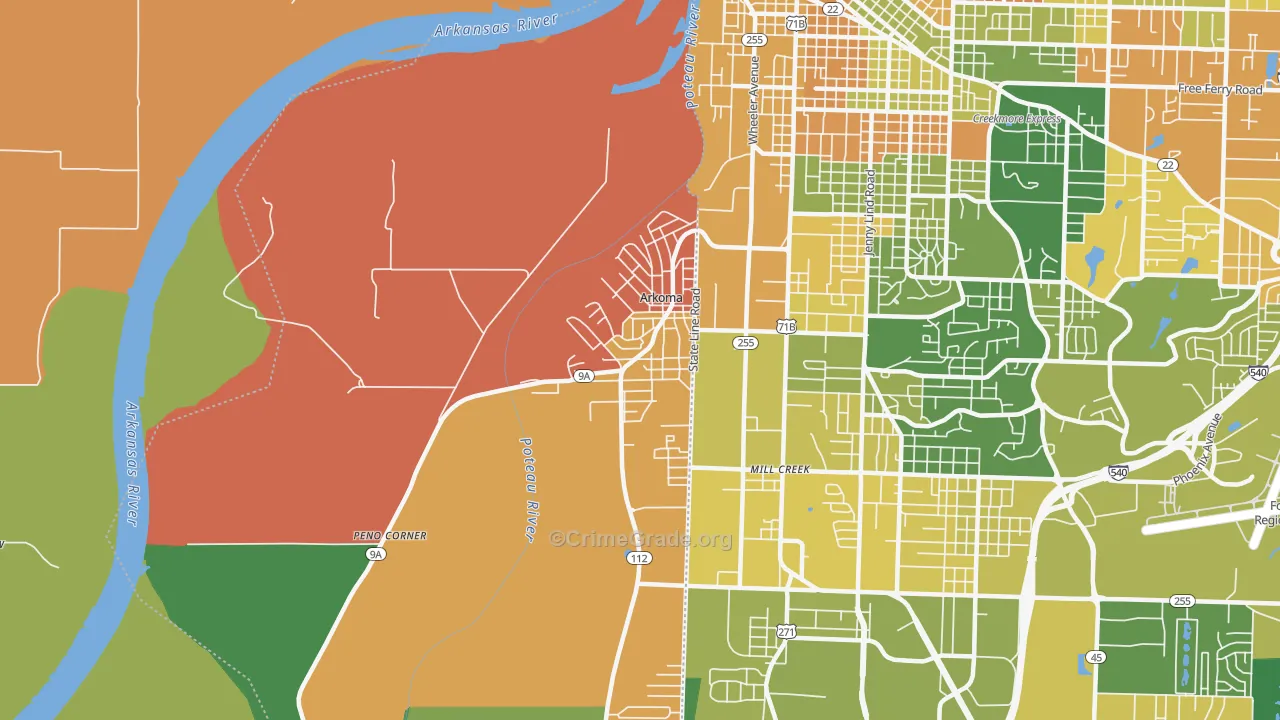 Arkoma, OK Map of Murder Rates