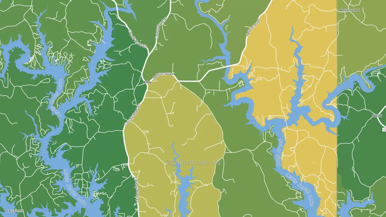 Arley, AL Map of Murder Rates