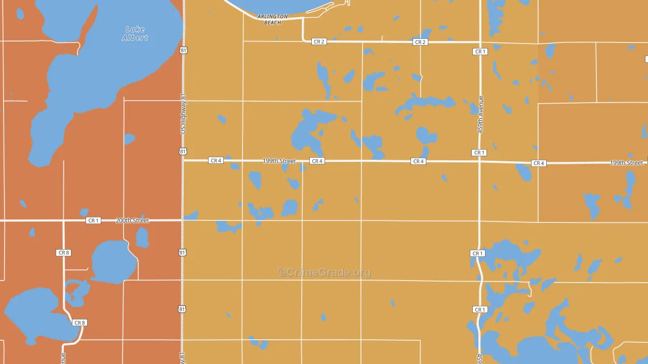 Arlington Beach, SD Map of Murder Rates