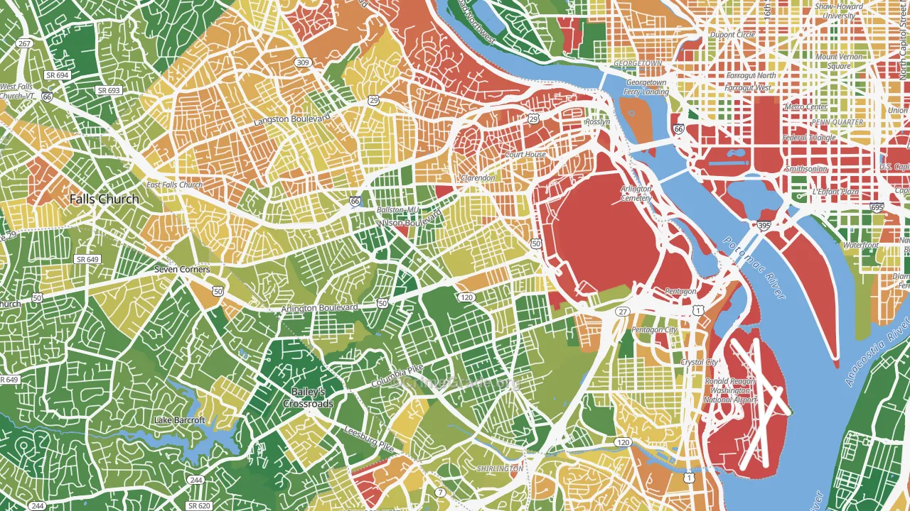 Arlington County, VA Map of Murder Rates