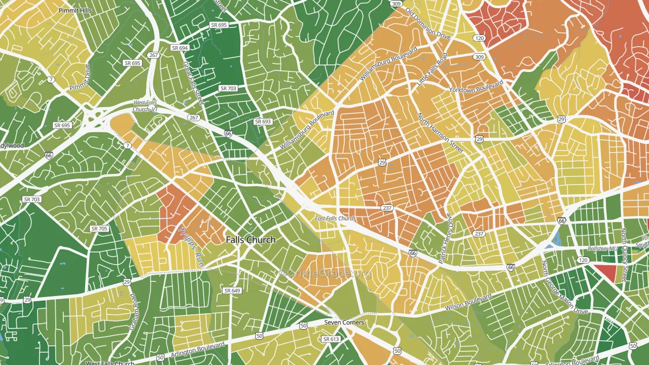 Arlington-East Falls, Arlington, VA Map of Murder Rates