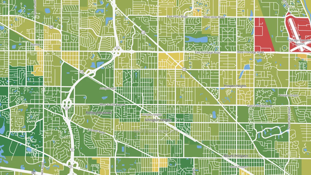 Arlington Heights, IL Map of Murder Rates