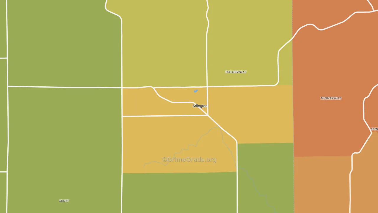 Arlington, IA Map of Murder Rates