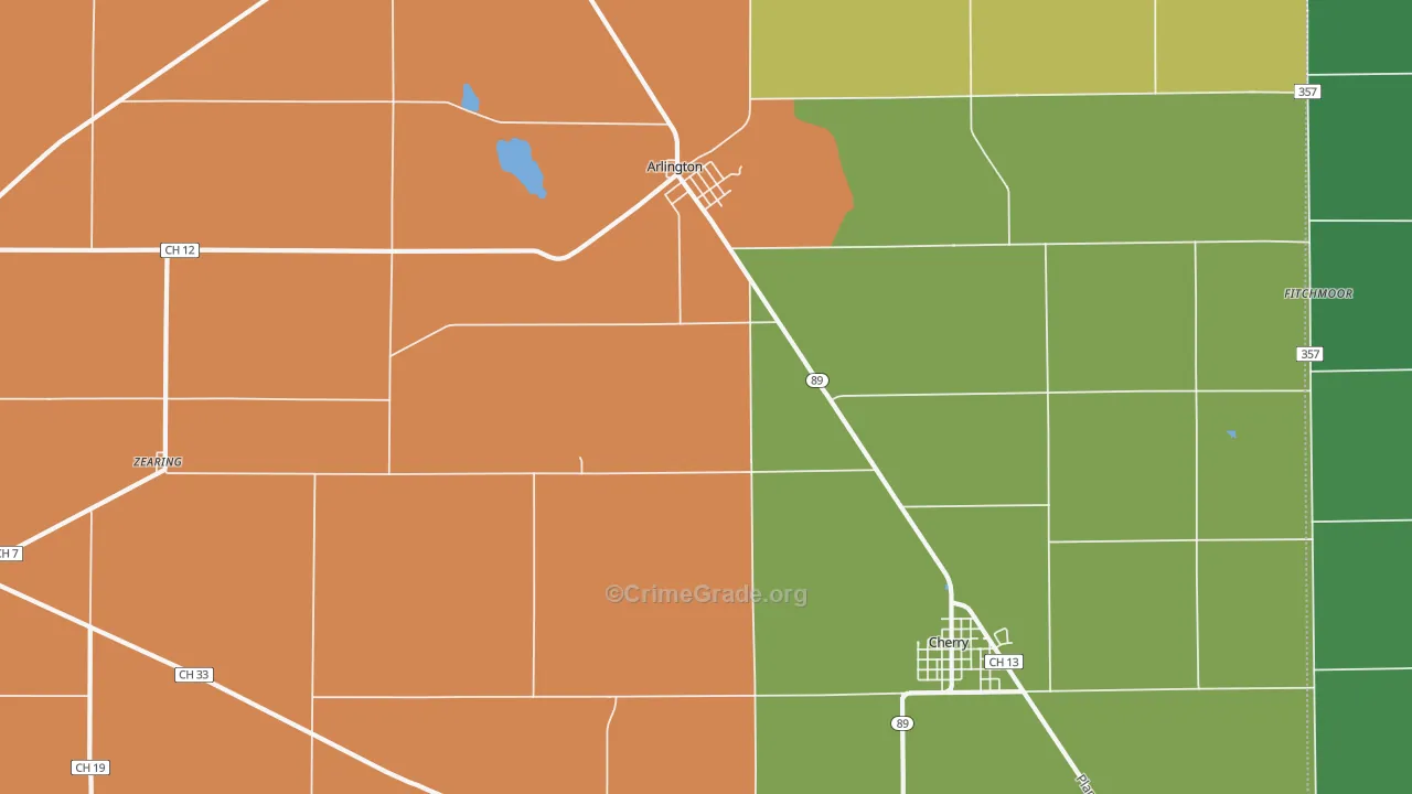 Arlington, IL Map of Murder Rates