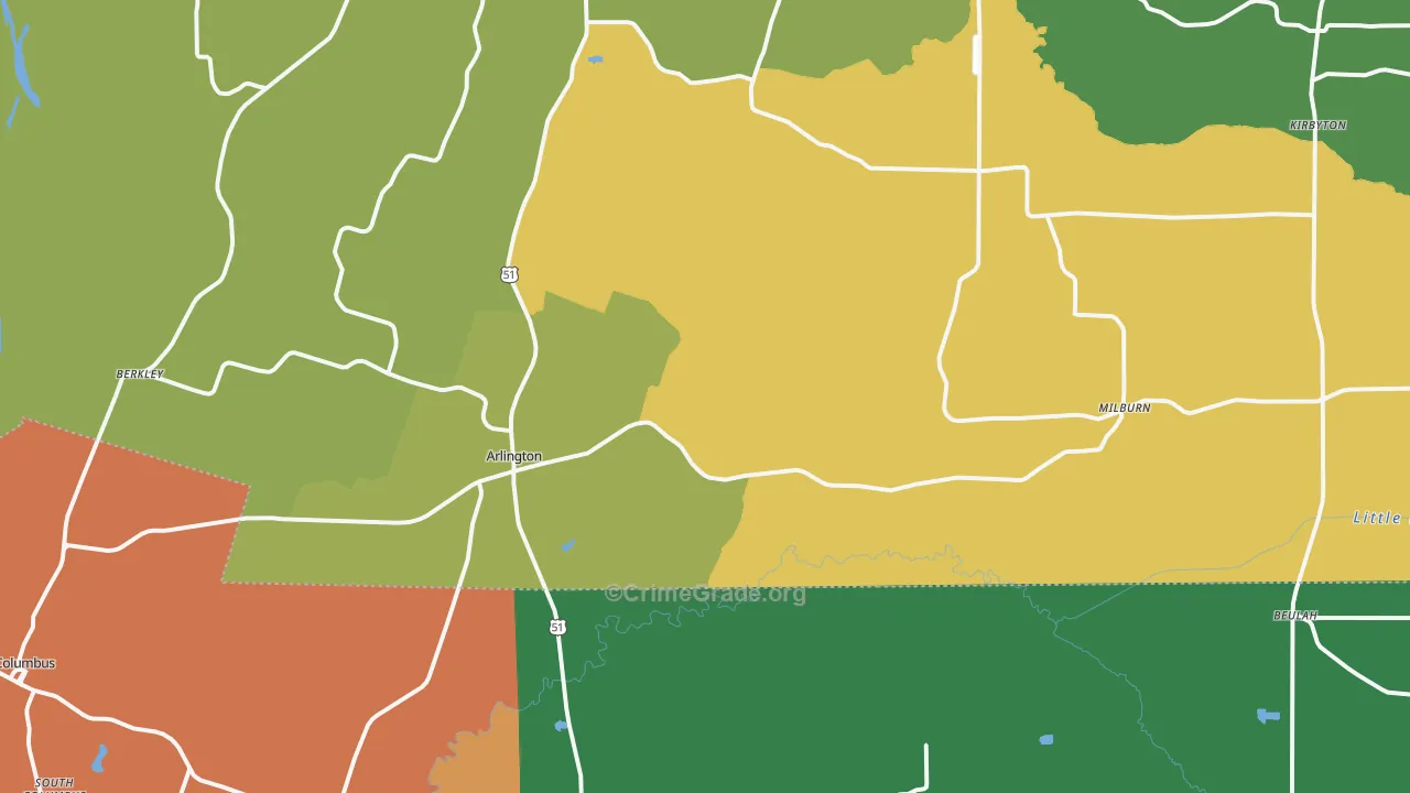 Arlington, KY Map of Murder Rates
