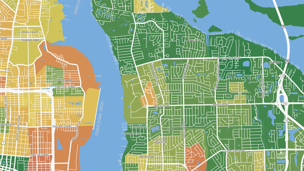 Arlington Manor, Jacksonville, FL Map of Murder Rates