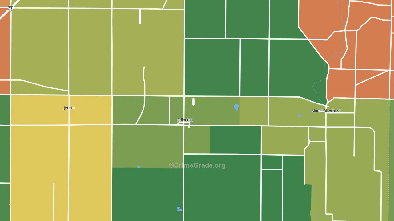 Arlington, OH Map of Murder Rates