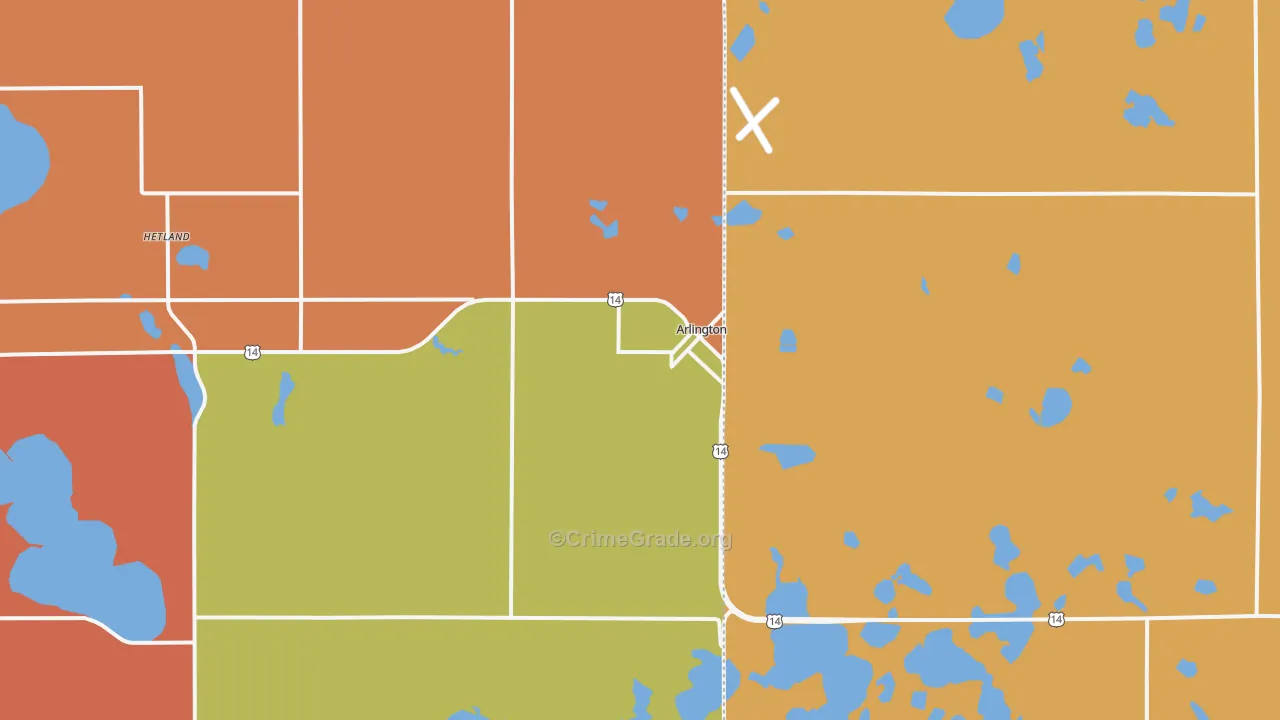 Arlington, SD Map of Murder Rates