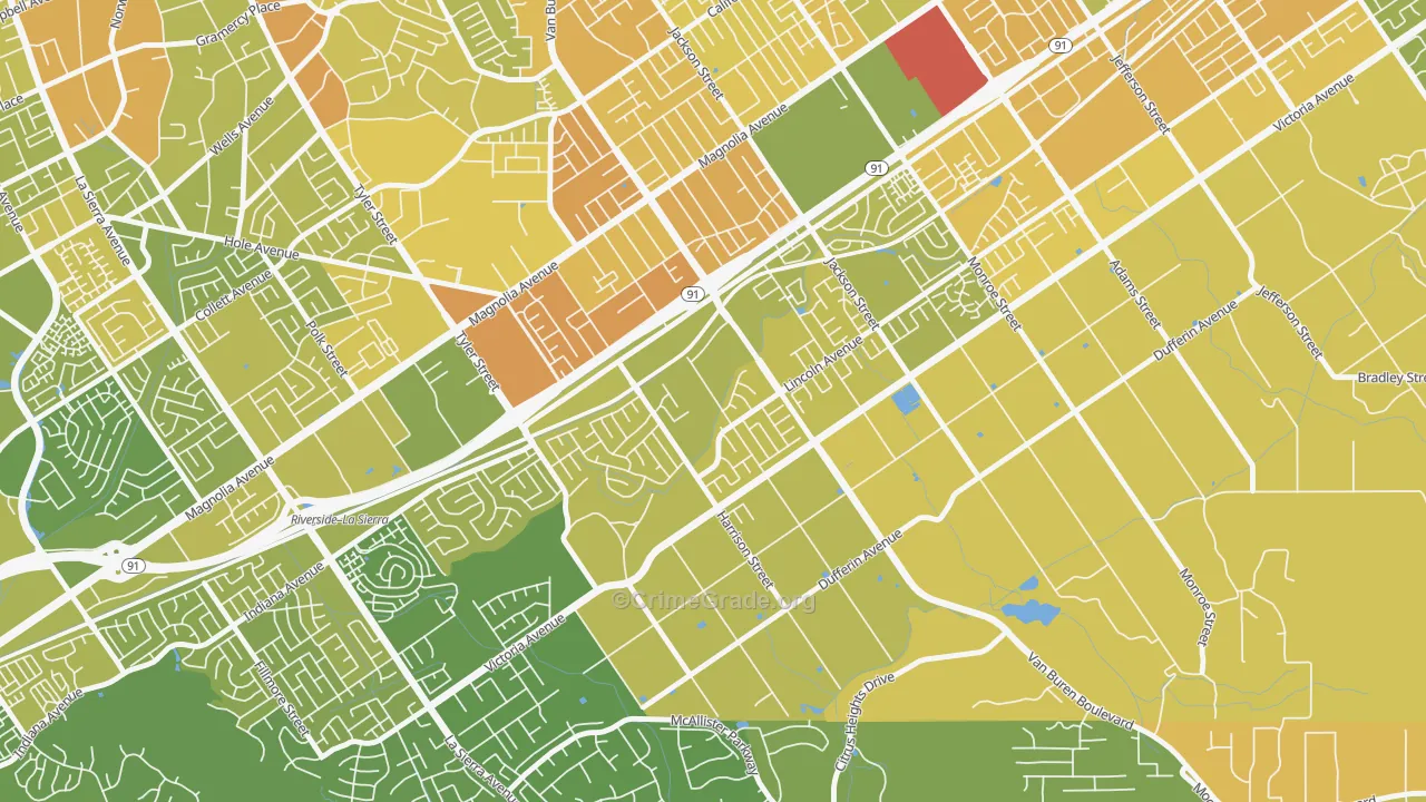 Arlington South, Riverside, CA Map of Murder Rates