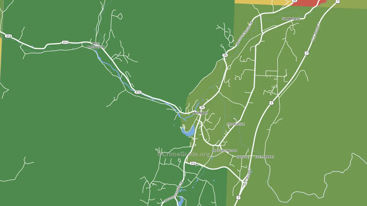 Arlington, VT Map of Murder Rates