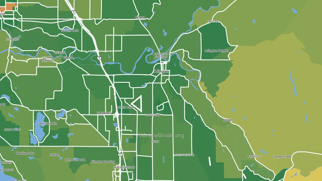 Arlington, WA Map of Murder Rates