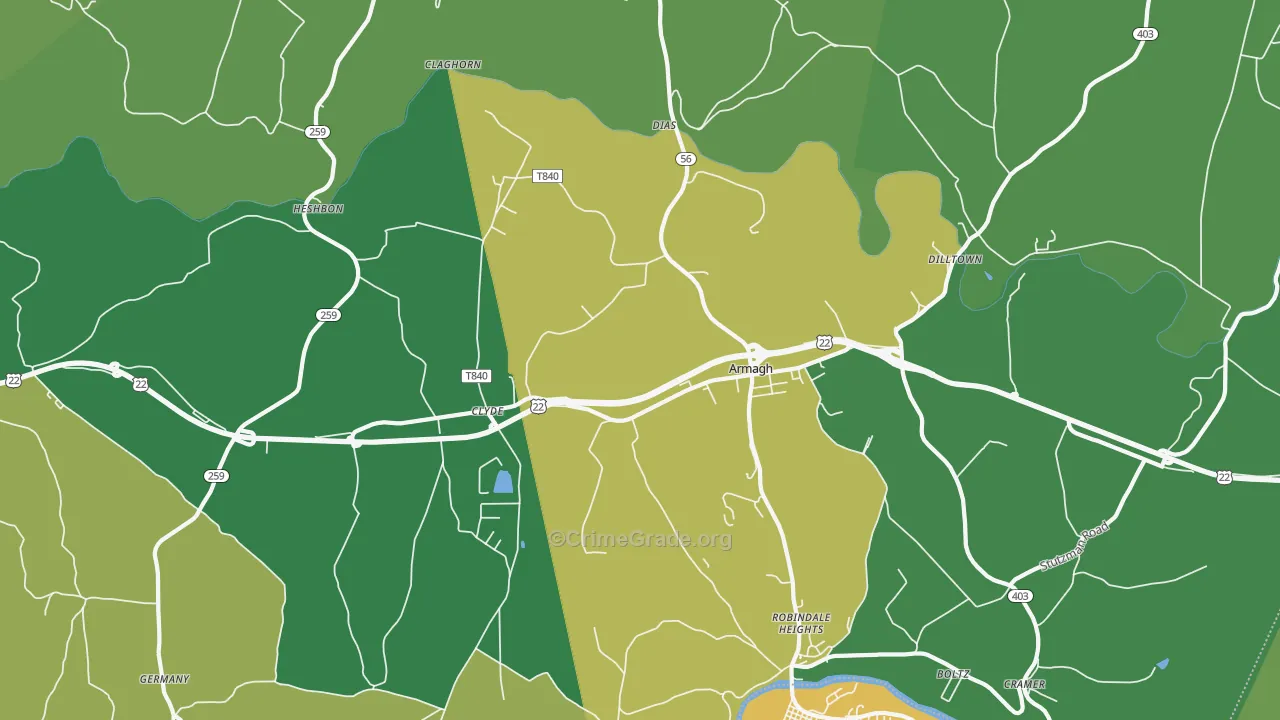 Armagh, PA Map of Murder Rates