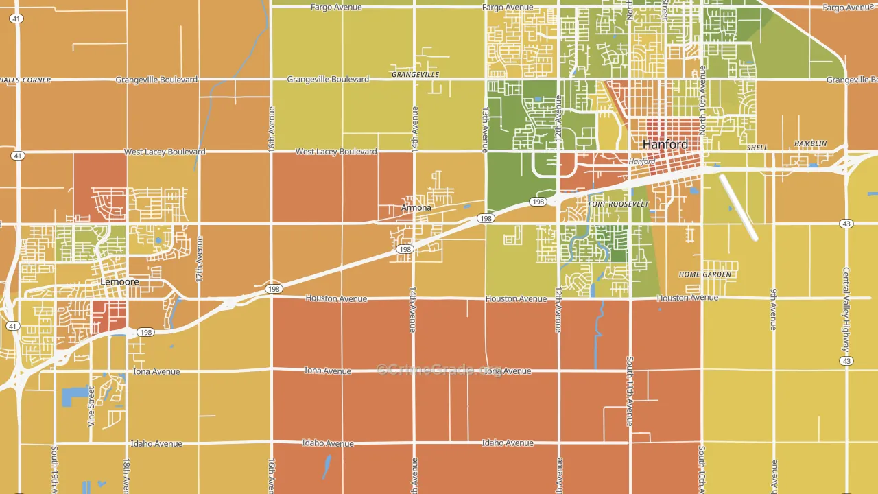 Armona, CA Map of Murder Rates