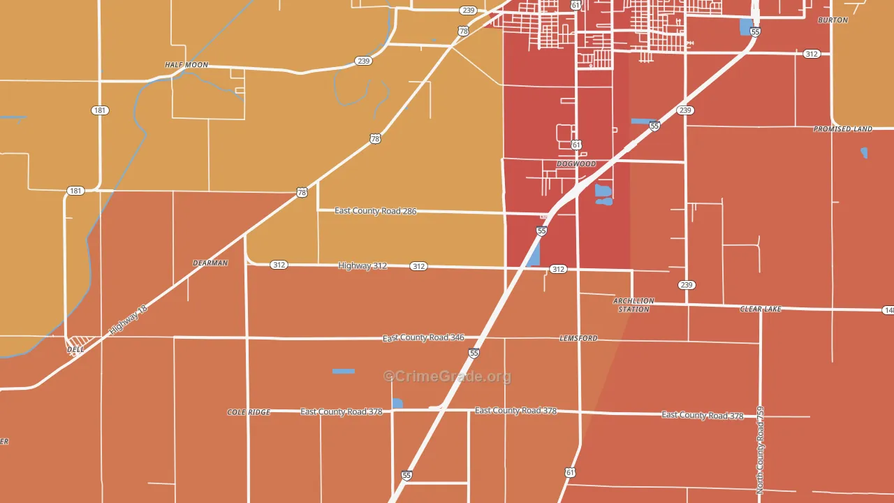 Armorel, AR Map of Murder Rates