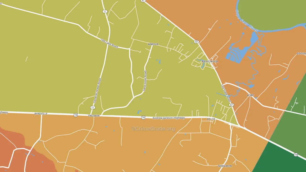 Armour, NC Map of Murder Rates