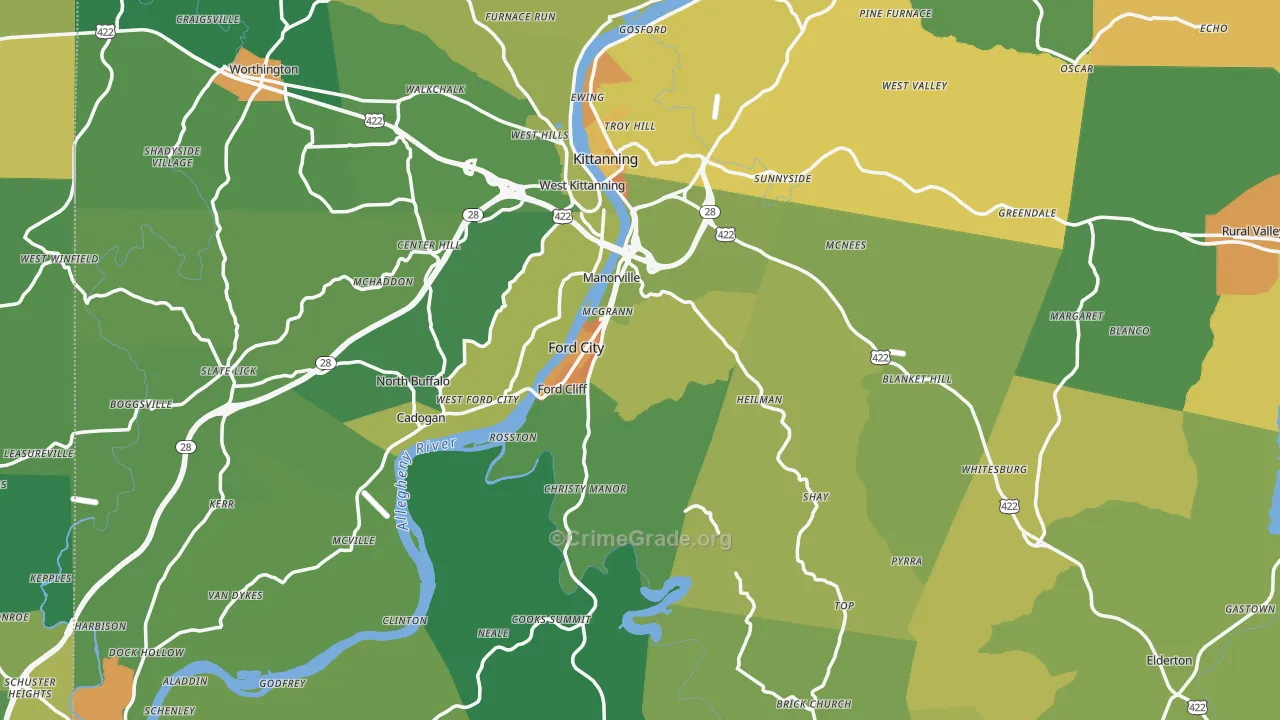 Armstrong County, PA Map of Murder Rates