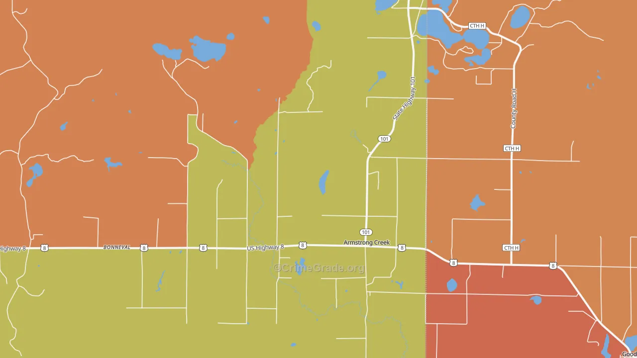 Armstrong Creek, WI Map of Murder Rates