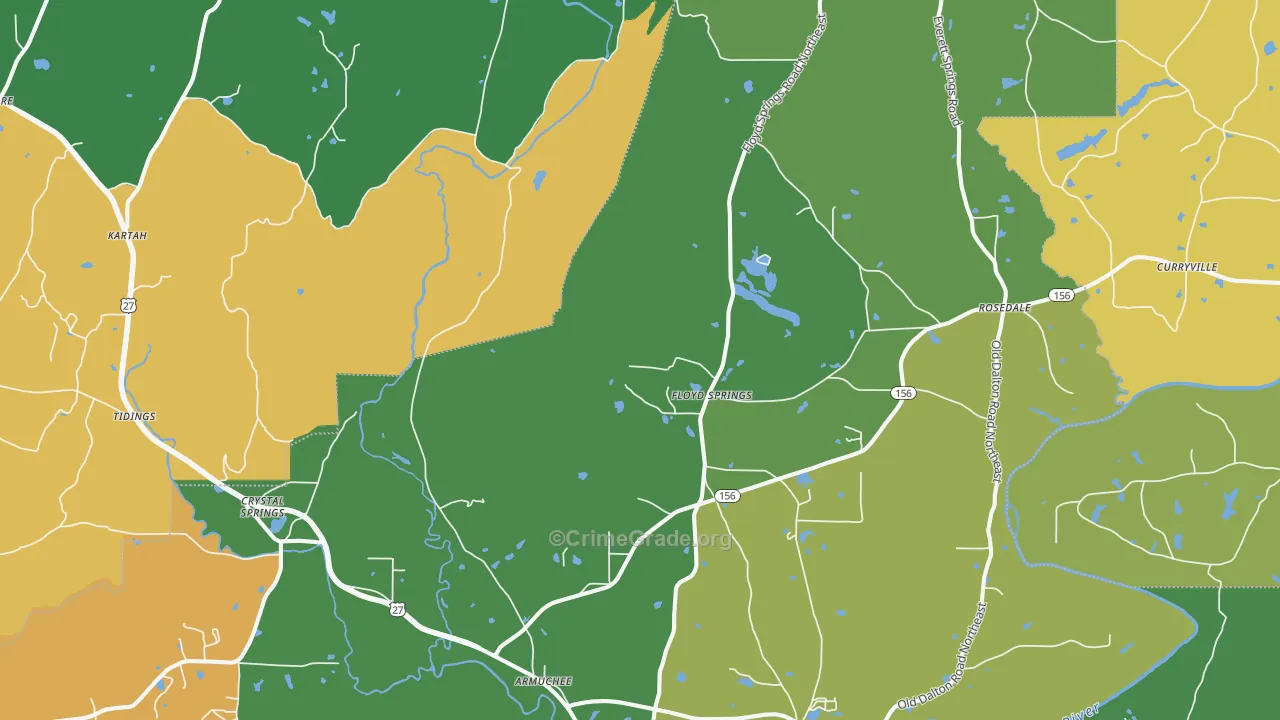 Armuchee, GA Map of Murder Rates