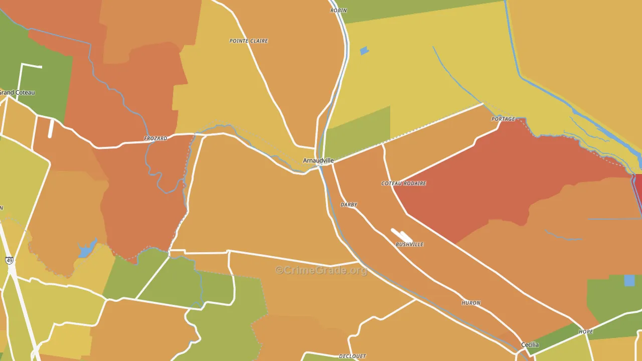 Arnaudville, LA Map of Murder Rates