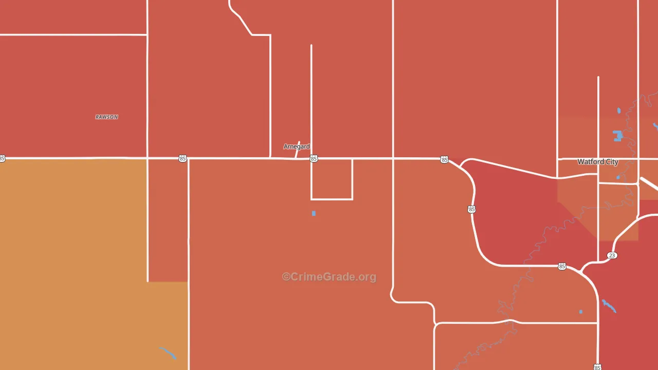 Arnegard, ND Map of Murder Rates