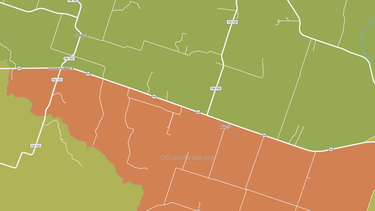 Arnett, TX Map of Murder Rates