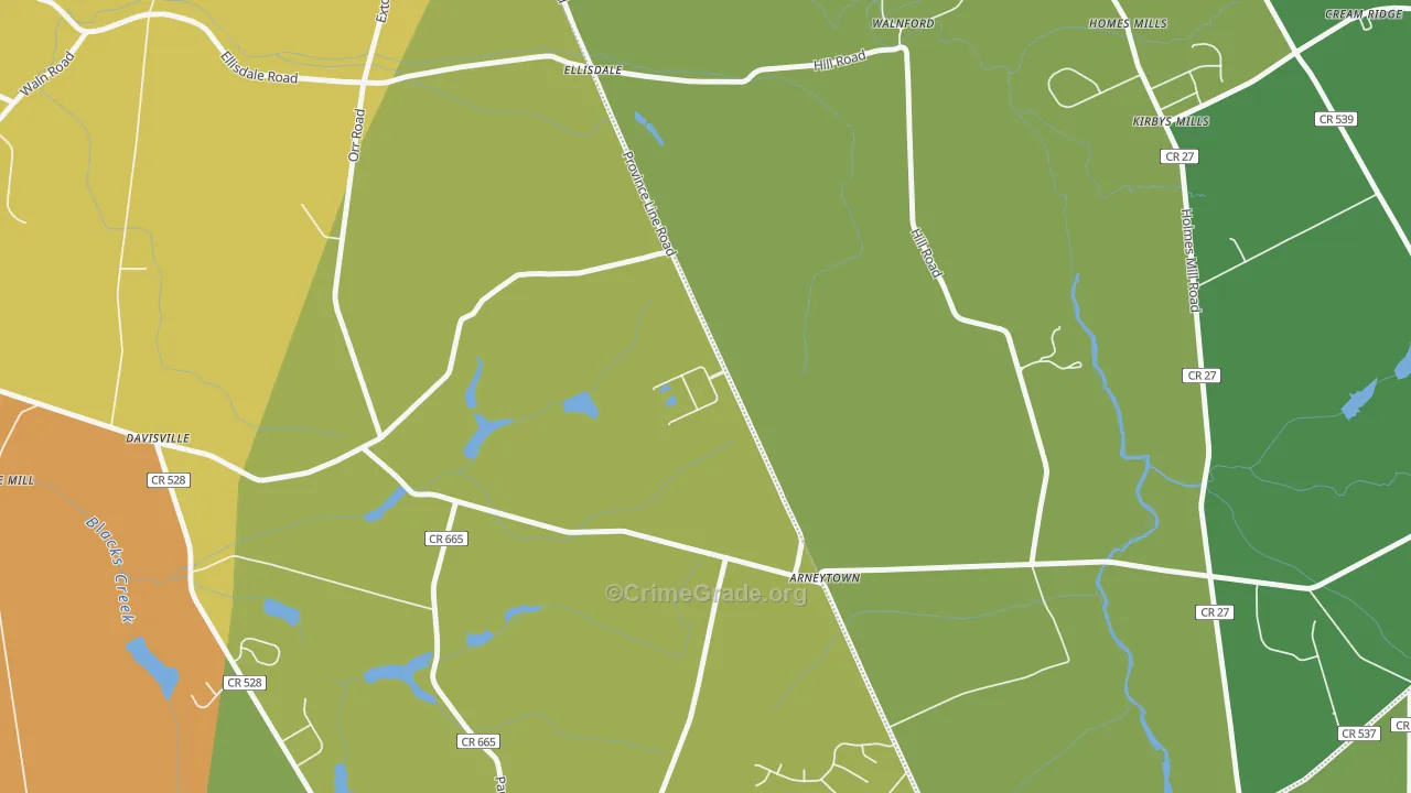 Arneytown, NJ Map of Murder Rates