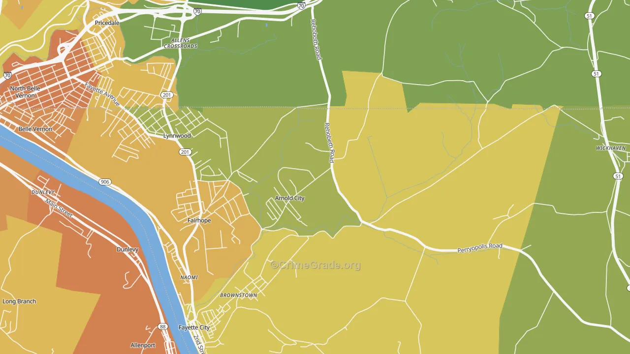 Arnold City, PA Map of Murder Rates