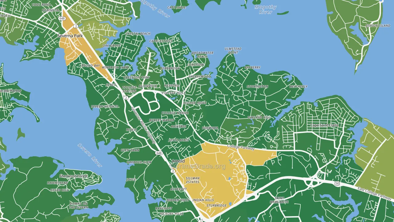 Arnold, MD Map of Murder Rates