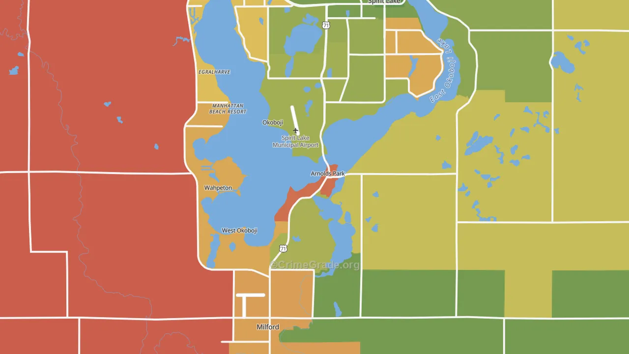 Arnolds Park, IA Map of Murder Rates
