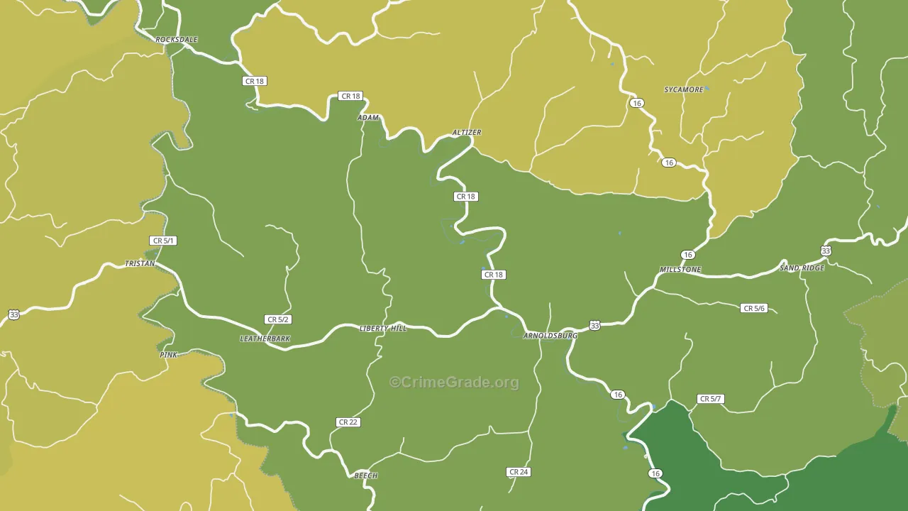 Arnoldsburg, WV Map of Murder Rates