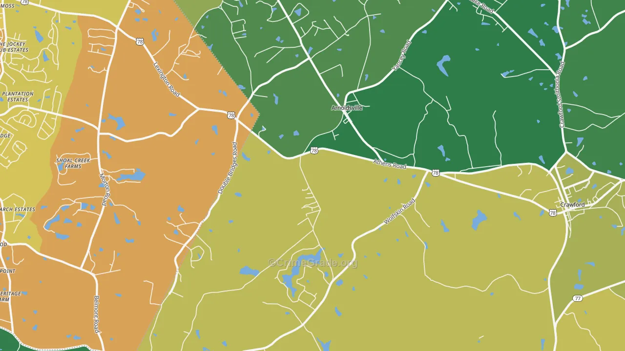 Arnoldsville, GA Map of Murder Rates
