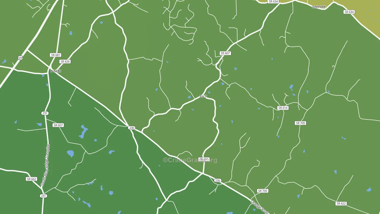 Aroda, VA Map of Murder Rates