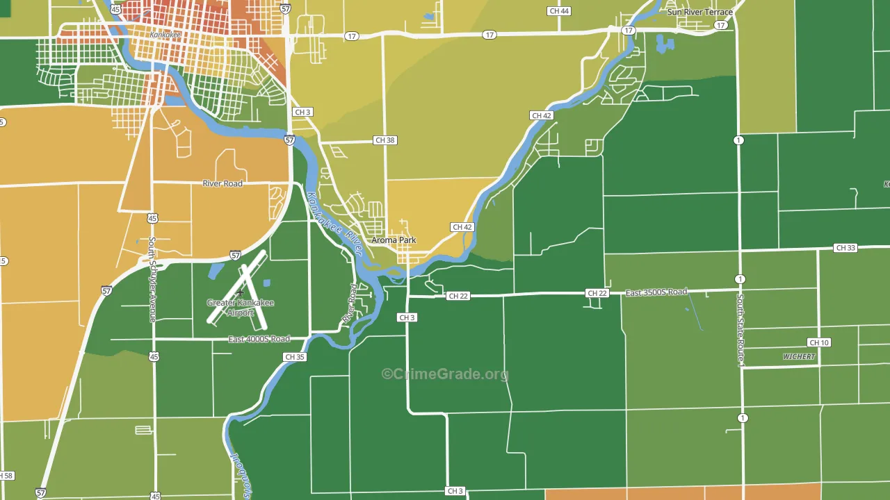 Aroma Park, IL Map of Murder Rates