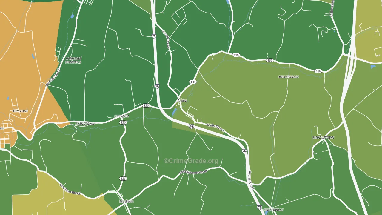 Arona, PA Map of Murder Rates