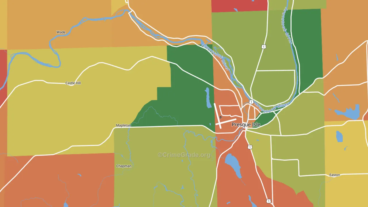 Aroostook County, ME Map of Murder Rates