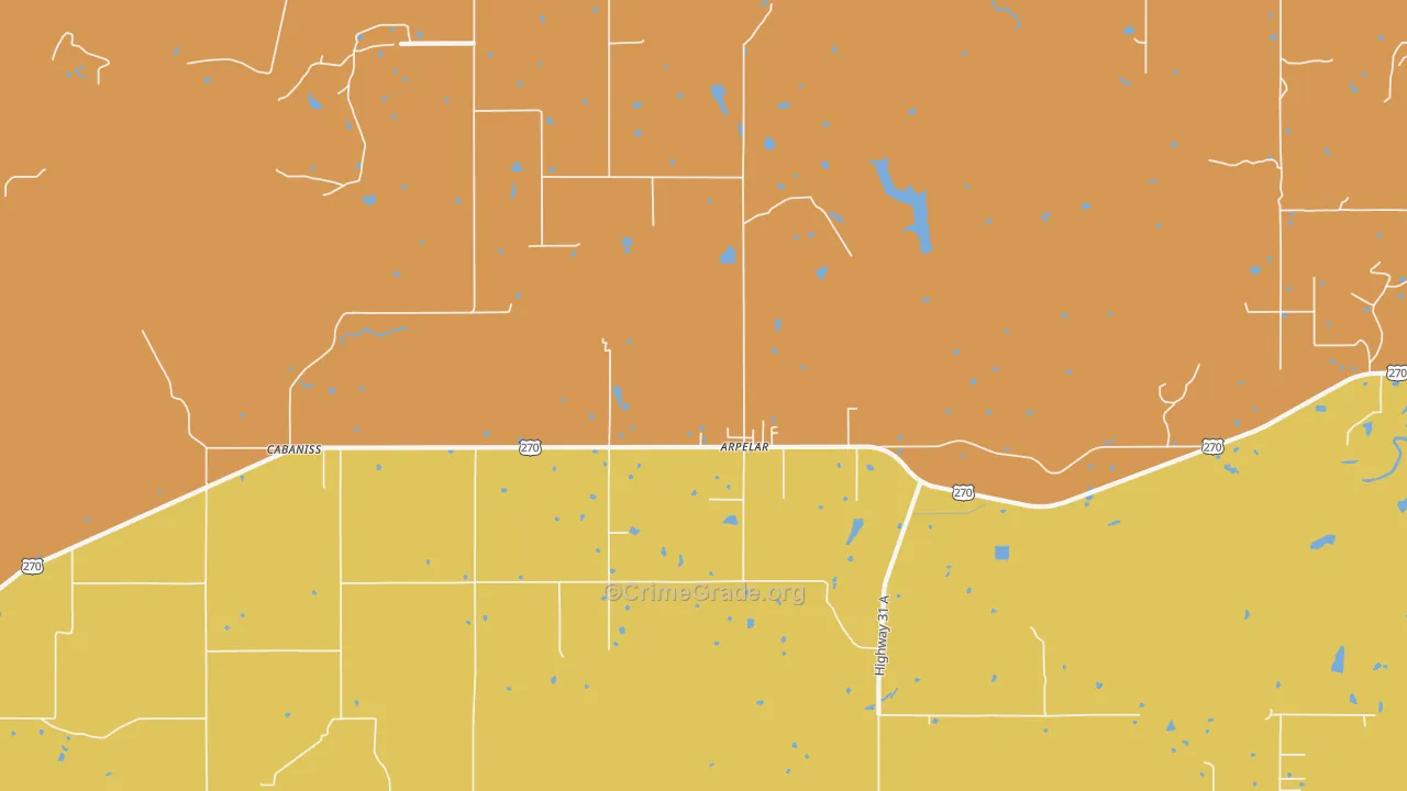 Arpelar, OK Map of Murder Rates