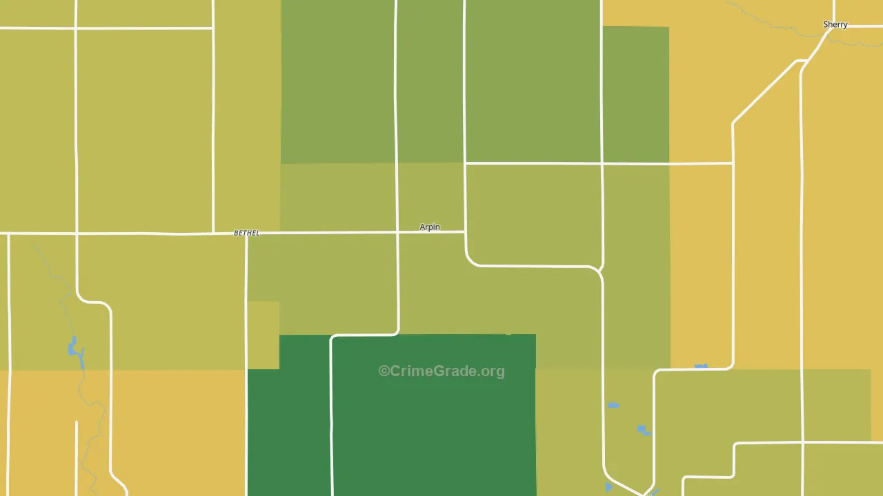 Arpin, WI Map of Murder Rates
