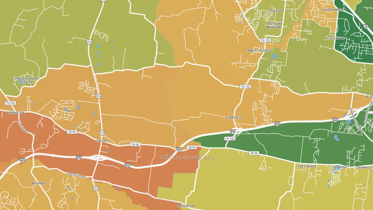 Arrington, TN Map of Murder Rates