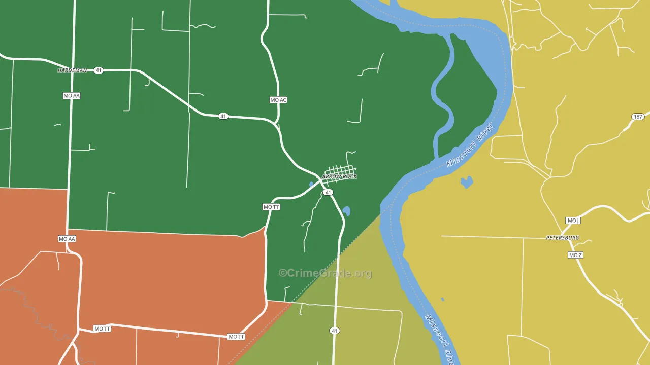 Arrow Rock, MO Map of Murder Rates