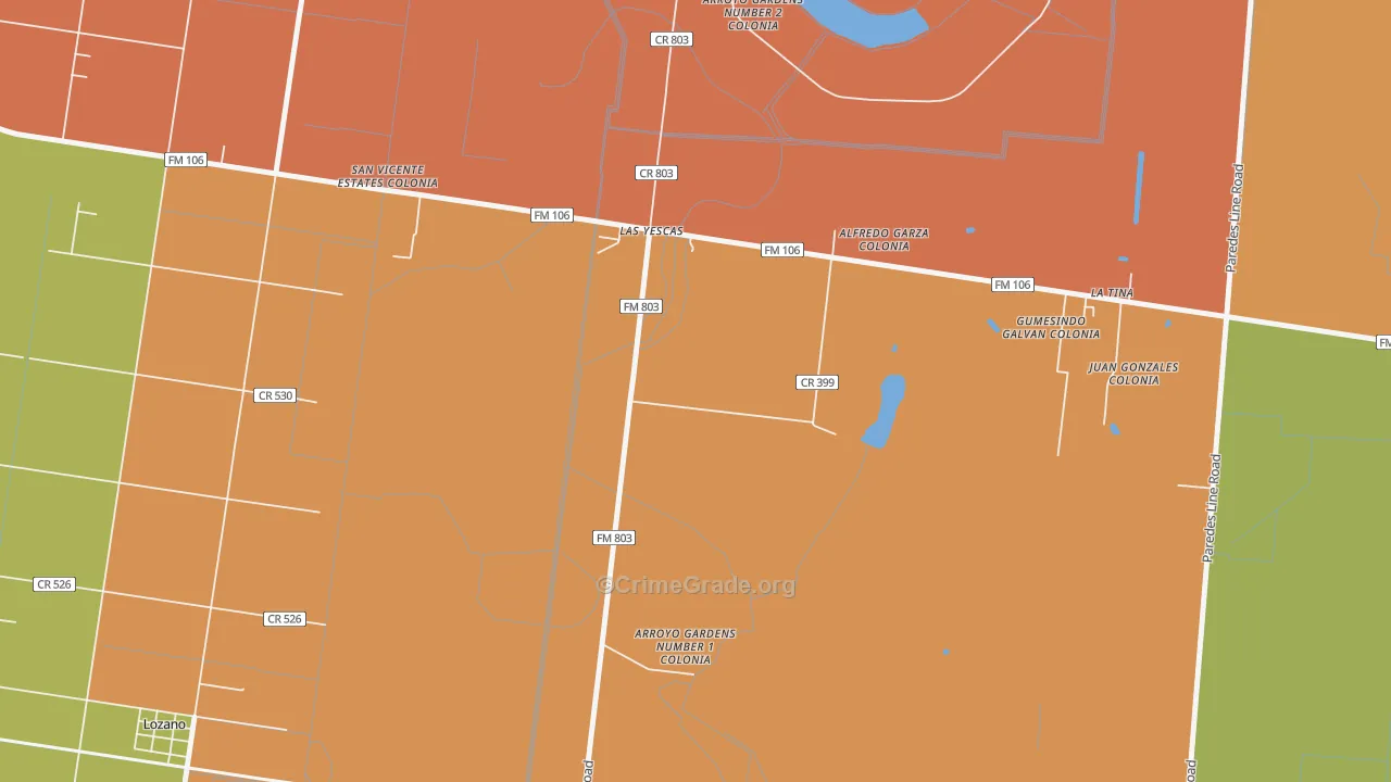 Arroyo Gardens, TX Map of Murder Rates