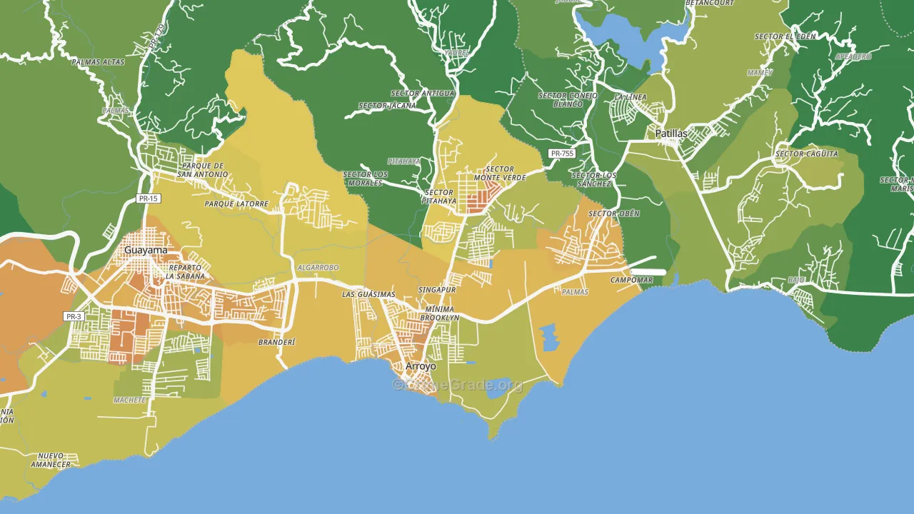 Arroyo Municipio, PR Map of Murder Rates