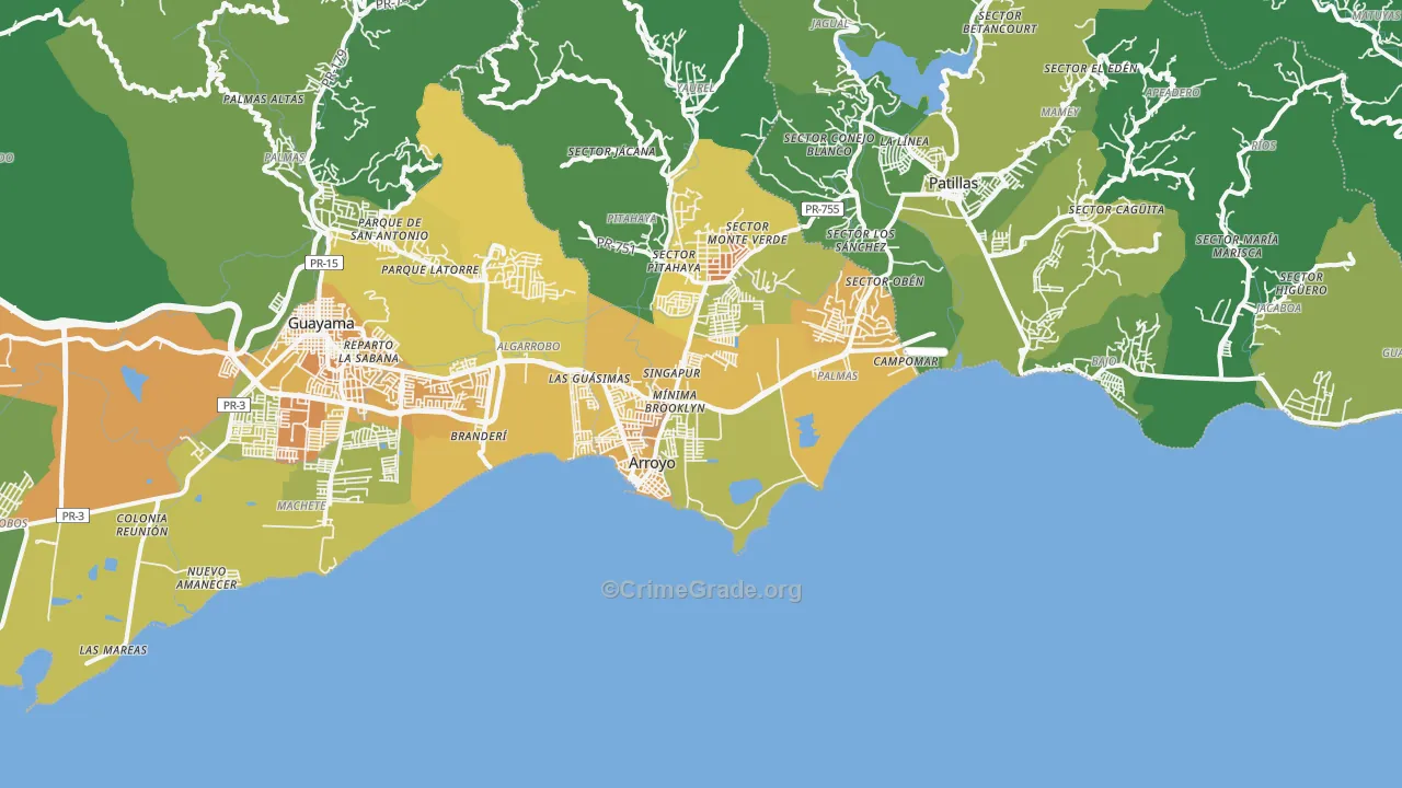 Arroyo, PR Map of Murder Rates
