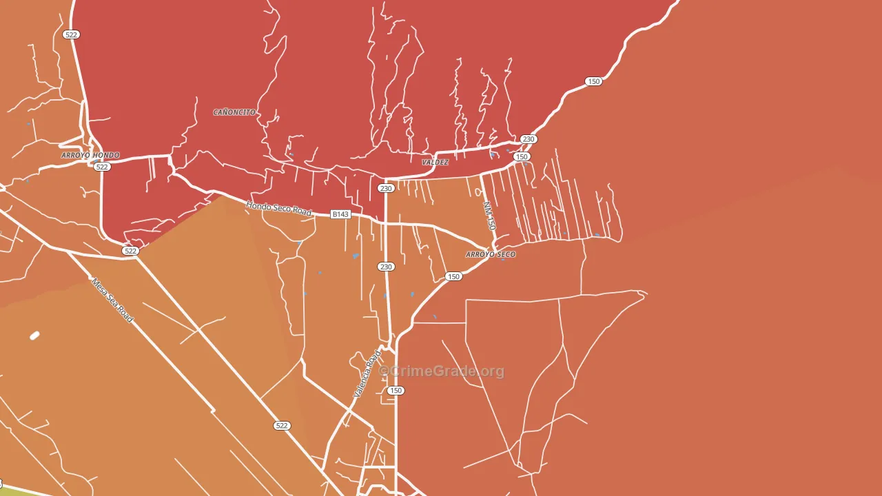 Arroyo Seco, NM Map of Murder Rates