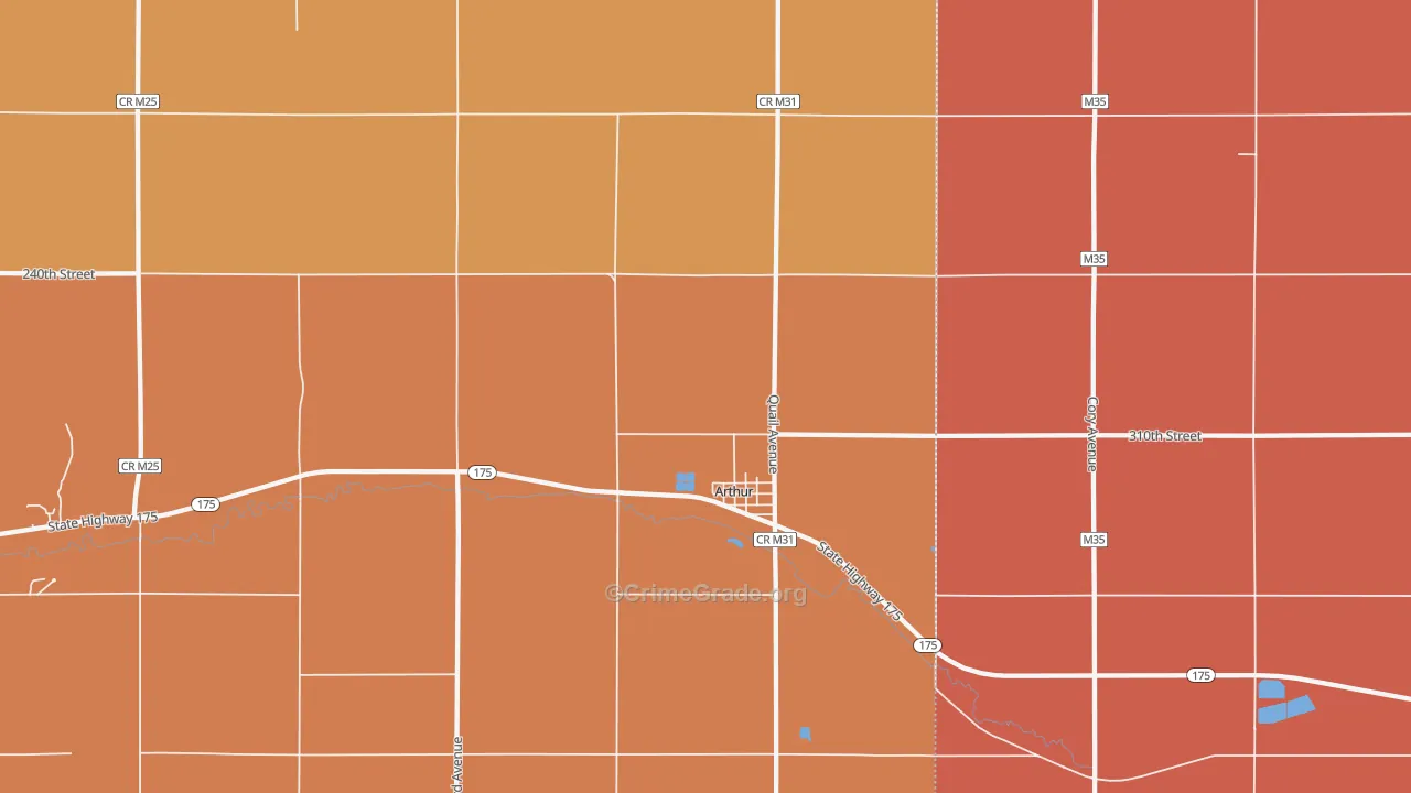 Arthur, IA Map of Murder Rates