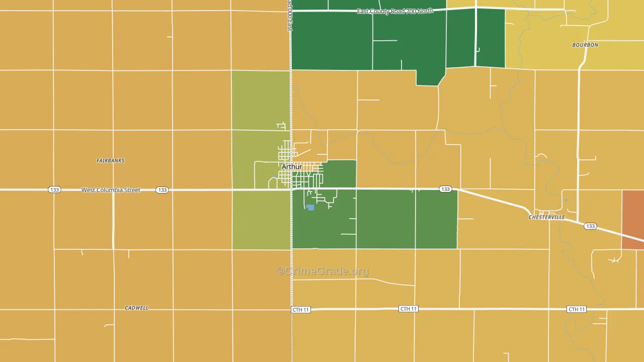 Arthur, IL Map of Murder Rates